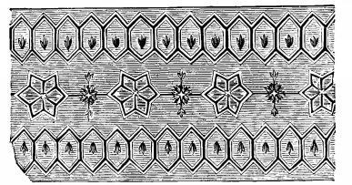 Eski nakış kitabındaki yıldız ve altıgen desenli peçete halkası gravürü