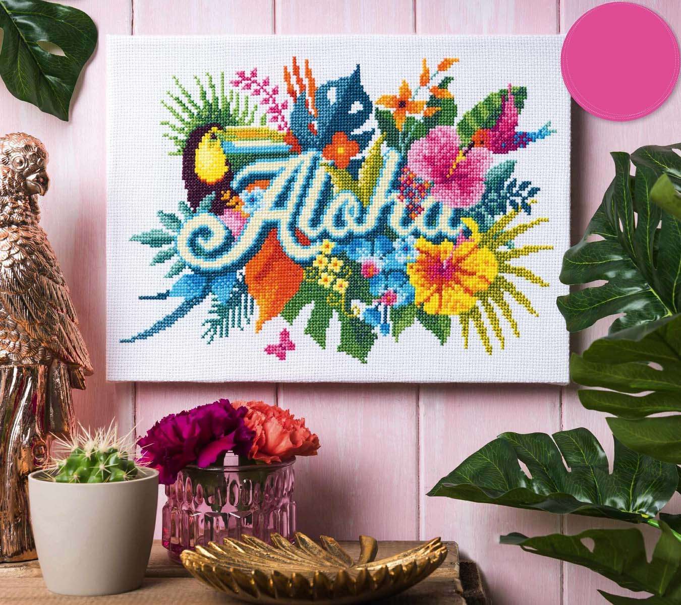 kanaviçe işi etamin aloha yazılı tablo