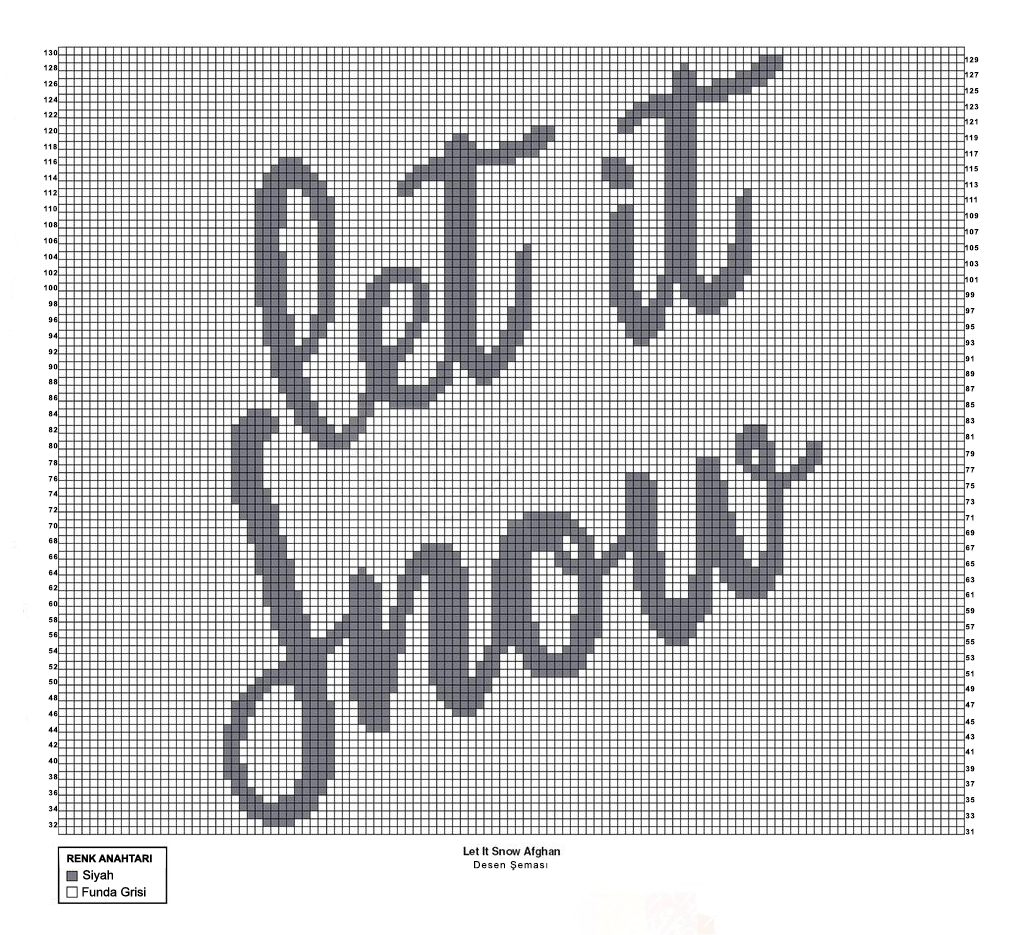 let it snow afgan işi örgü battaniye desen şeması