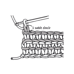 Tığ işi sık iğne arka ilmek içinden ileri geri çalışırken 4. adım