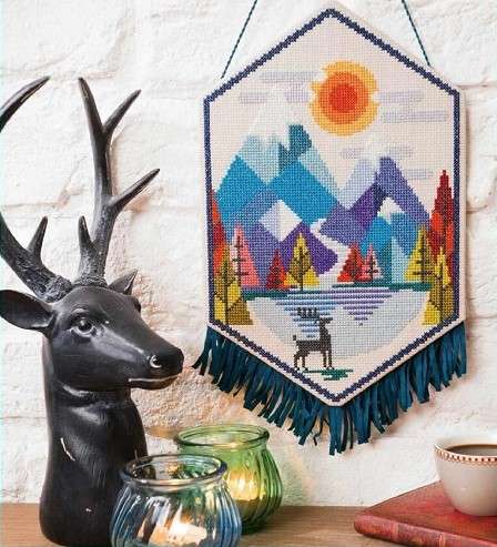 kanaviçe işi etamin geyik manzaralı tablo