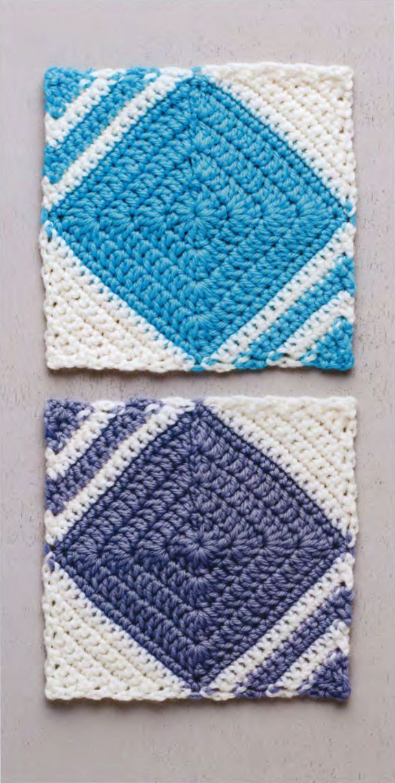 tığ işi örgü baklava dilimli kare motif